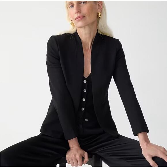 J. Crew Going Out Blazer Stretch Twill Women’s 14 Black Career Professional Chic - Picture 2 of 9